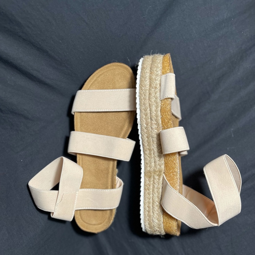 Size 7 Platform Espadrilles Beige Sandals